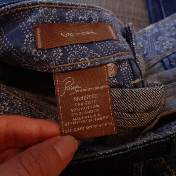 Paige Melrose Jeans Slim Straight Flared Distressed Dark Wash Low Rise Y2K Flaw - Picture 15 of 16